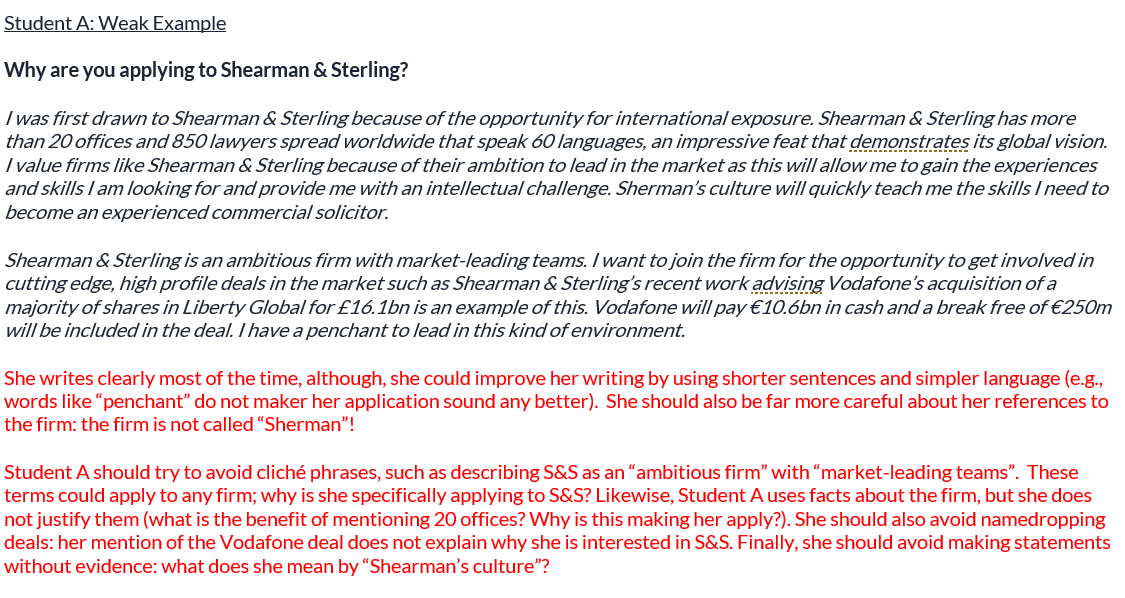 Shearman & Sterling application review