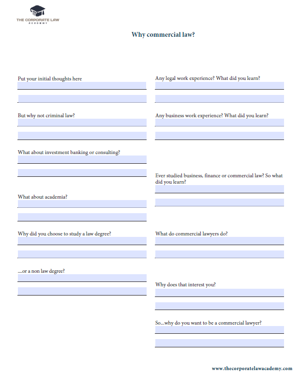 Fillable PDF for why you want to be a commercial lawyer